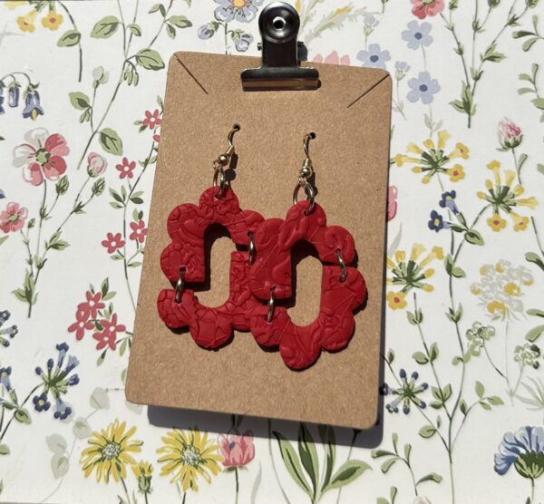 Red Lace Scallop Dangles